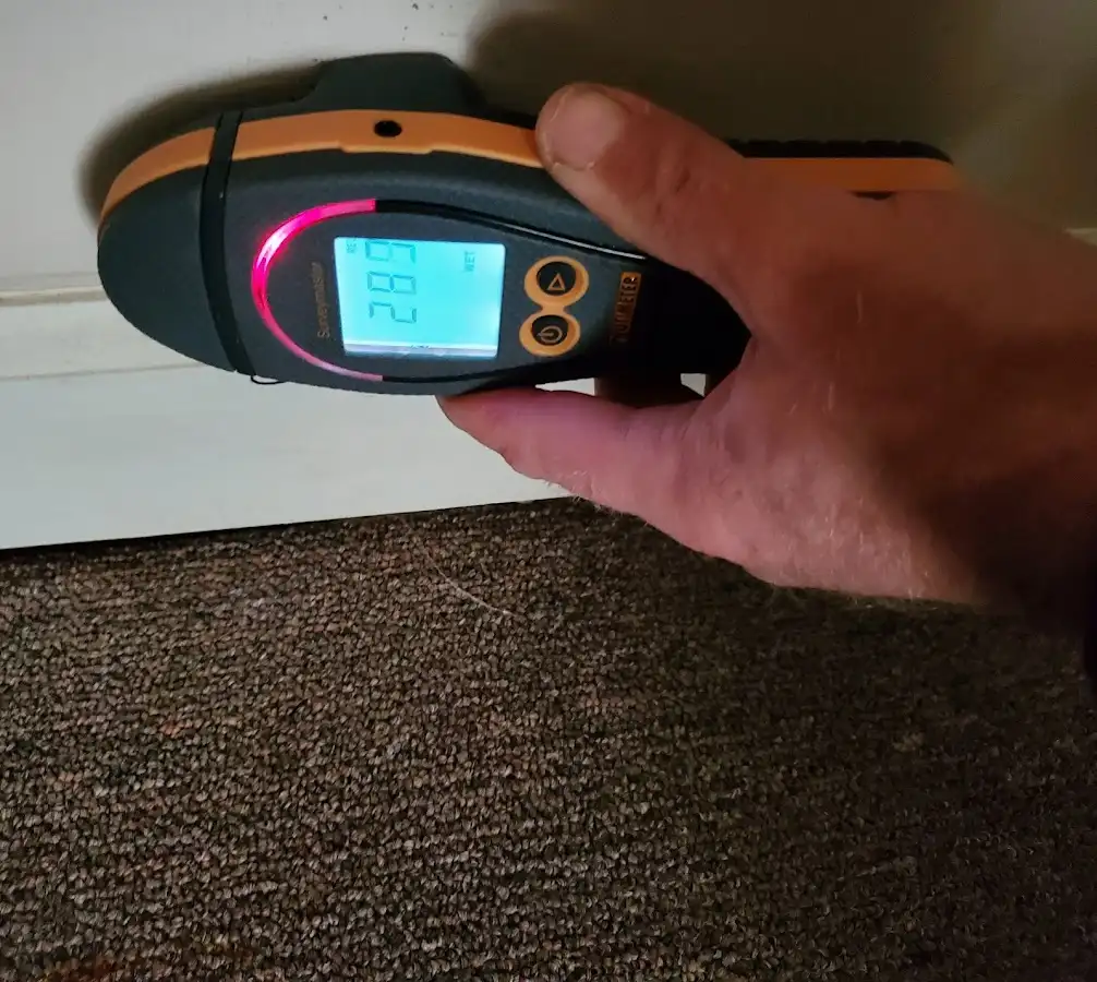 Moisture detection at baseboard during Burst Pipe Cleanup in Barnesville